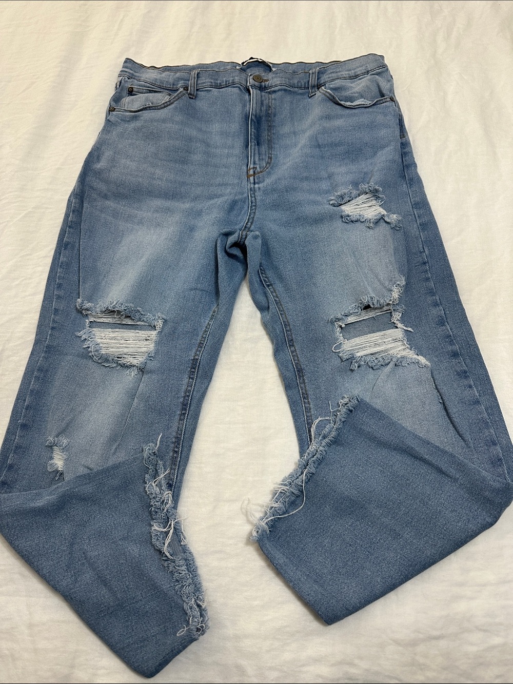 Celebrity Pink Light Blue Distressed Cropped Jeans
